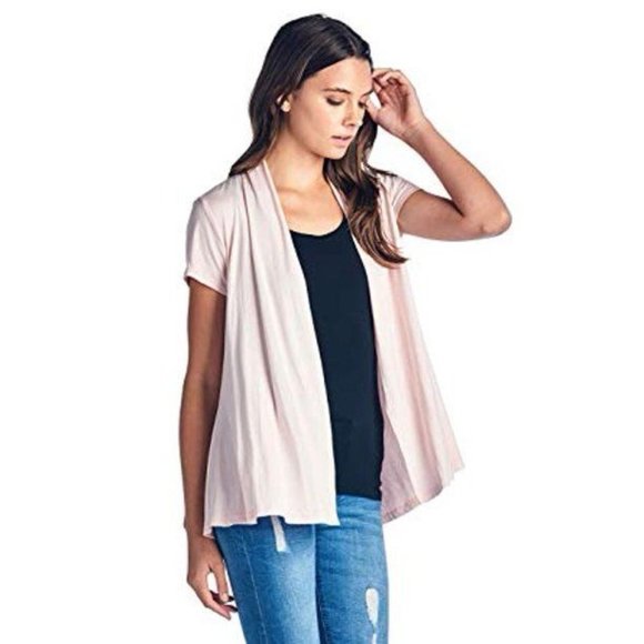 Renee C Extra Soft Natural Bamboo Short Sleeve Open Front Cardigan SIZE M NWT - Picture 10 of 10